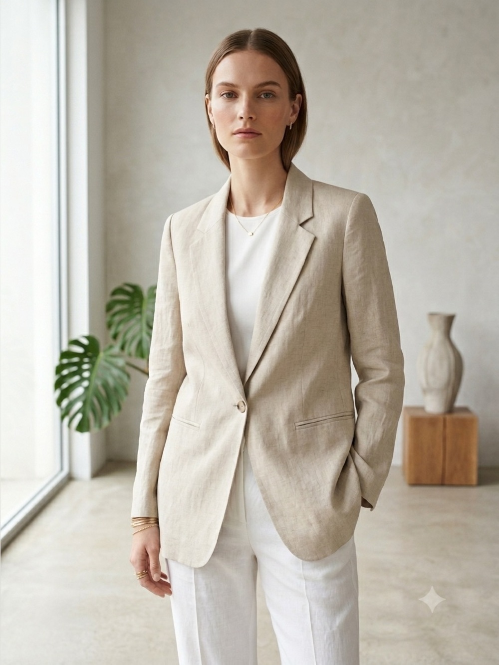 Club Monaco natural beige linen blazer jacket - XS